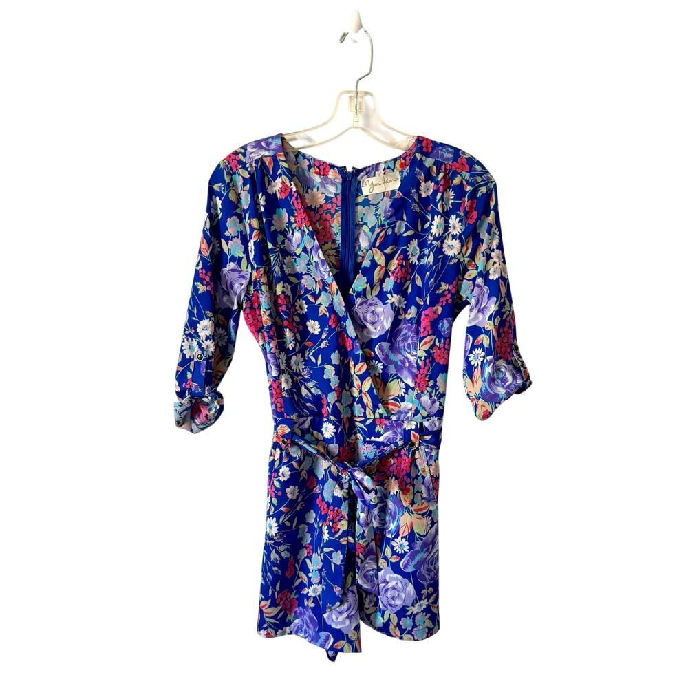 Yumi Kim Anthropologie Revolve Floral Romper Blue Size Small